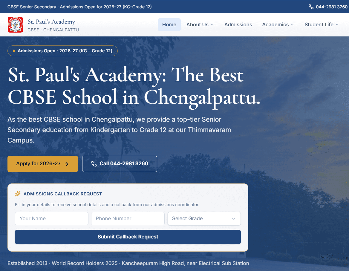 Admissions Capturing Digital Presence - St. Paul's Academy (CBSE School)